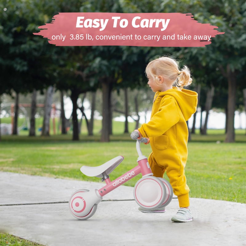 allobebe Baby Balance Bike, Cute Toddler Bikes 12-36 Months Gifts for 1 Year Old Girl Bike to Train Baby from Standing to Walking with Adjustable Seat Silent & Soft 3 Wheels, Pink - Image 5